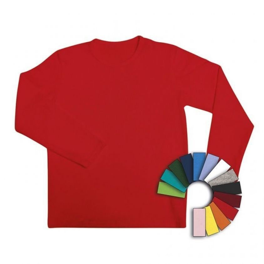 Maglia giro collo rossa manica lunga bambini cotone